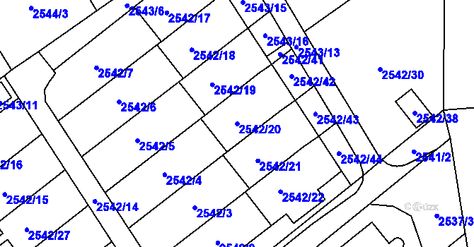 Parcela st. 2542/20 v KÚ Sviadnov, Katastrální mapa