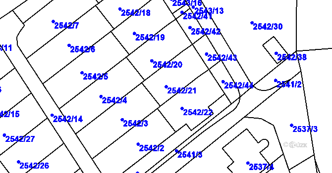 Parcela st. 2542/21 v KÚ Sviadnov, Katastrální mapa