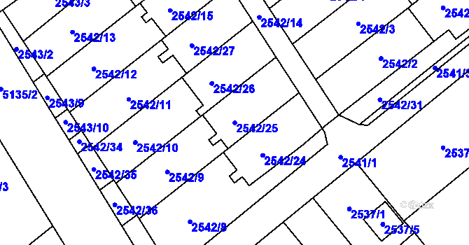 Parcela st. 2542/25 v KÚ Sviadnov, Katastrální mapa