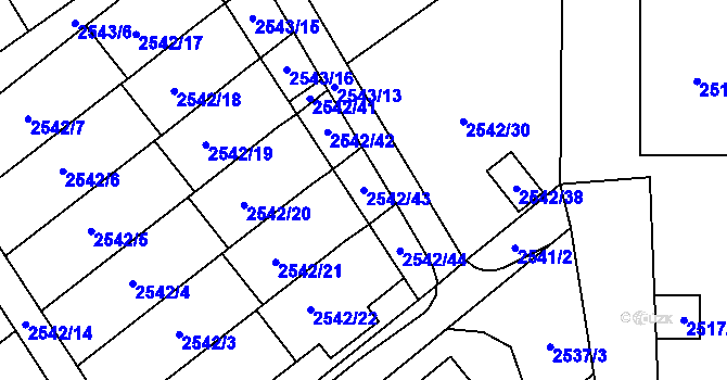 Parcela st. 2542/43 v KÚ Sviadnov, Katastrální mapa