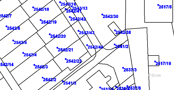 Parcela st. 2542/44 v KÚ Sviadnov, Katastrální mapa