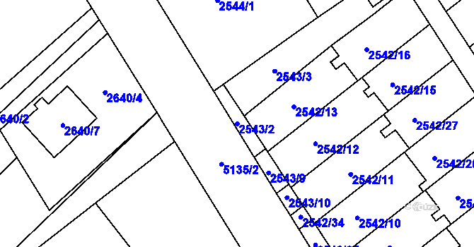 Parcela st. 2543/2 v KÚ Sviadnov, Katastrální mapa