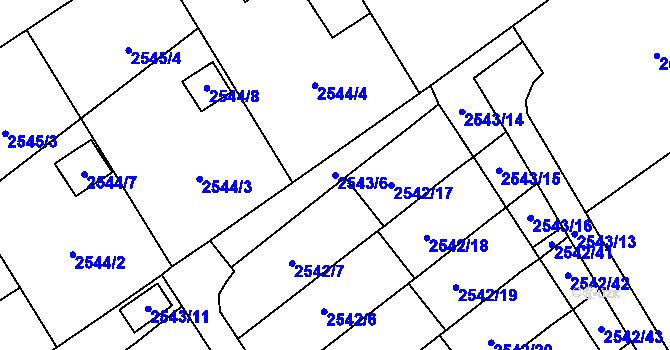 Parcela st. 2543/6 v KÚ Sviadnov, Katastrální mapa