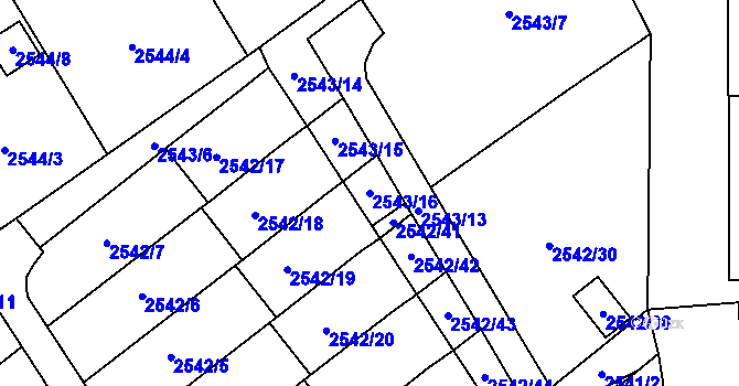 Parcela st. 2543/16 v KÚ Sviadnov, Katastrální mapa