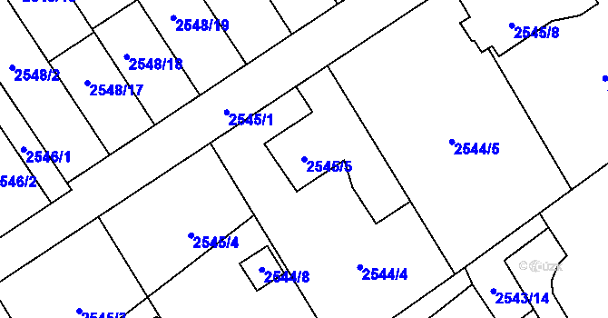 Parcela st. 2545/5 v KÚ Sviadnov, Katastrální mapa