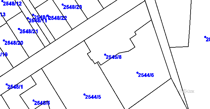 Parcela st. 2545/8 v KÚ Sviadnov, Katastrální mapa