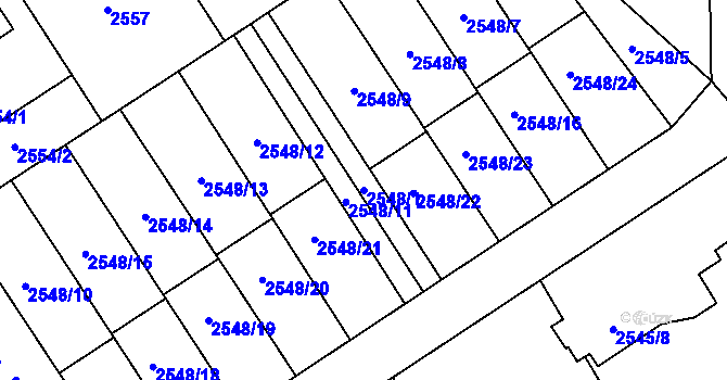 Parcela st. 2548/1 v KÚ Sviadnov, Katastrální mapa