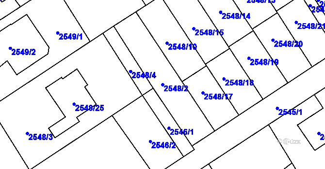 Parcela st. 2548/2 v KÚ Sviadnov, Katastrální mapa