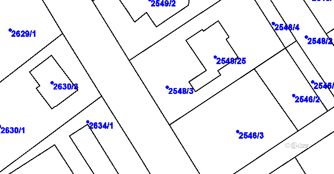 Parcela st. 2548/3 v KÚ Sviadnov, Katastrální mapa