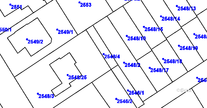 Parcela st. 2548/4 v KÚ Sviadnov, Katastrální mapa