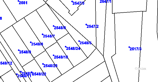 Parcela st. 2548/5 v KÚ Sviadnov, Katastrální mapa