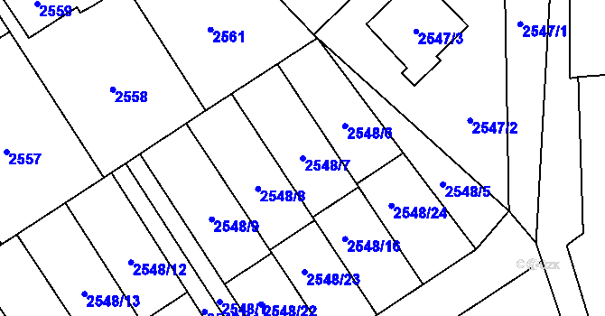 Parcela st. 2548/7 v KÚ Sviadnov, Katastrální mapa