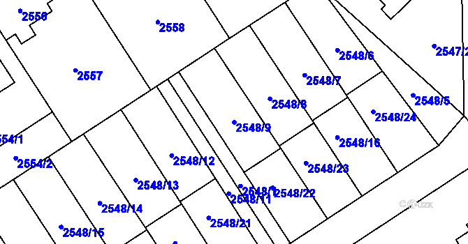 Parcela st. 2548/9 v KÚ Sviadnov, Katastrální mapa