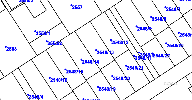 Parcela st. 2548/13 v KÚ Sviadnov, Katastrální mapa