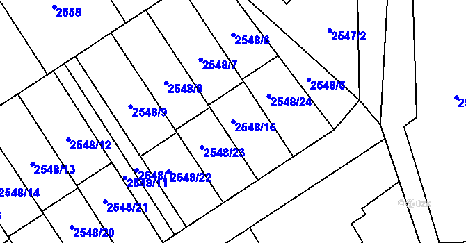 Parcela st. 2548/16 v KÚ Sviadnov, Katastrální mapa