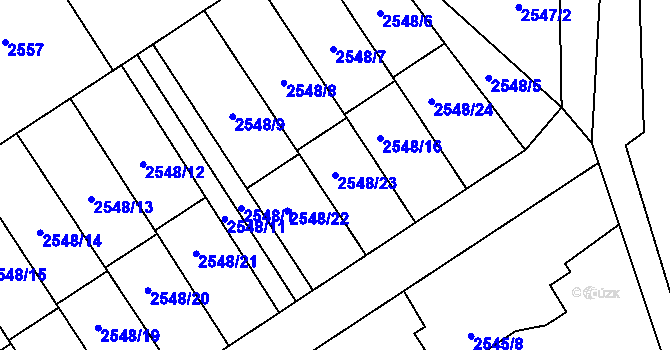 Parcela st. 2548/23 v KÚ Sviadnov, Katastrální mapa
