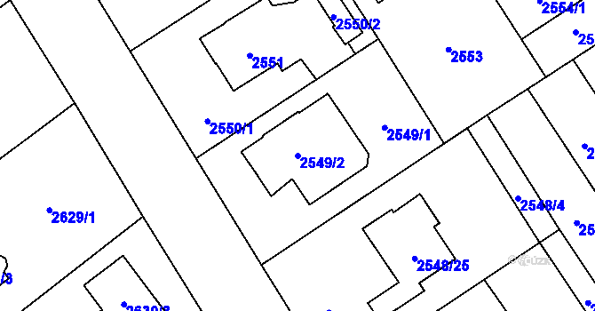 Parcela st. 2549/2 v KÚ Sviadnov, Katastrální mapa