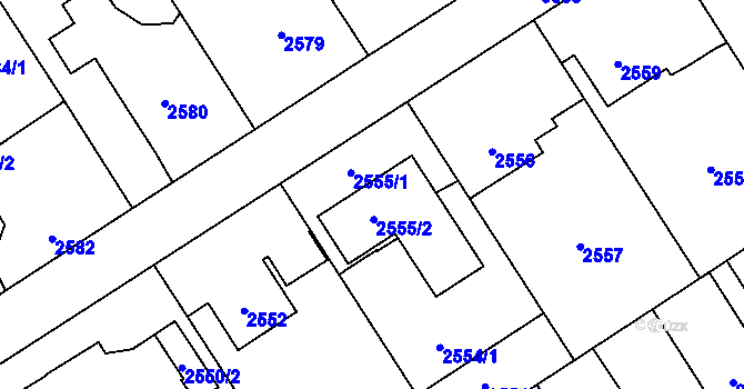 Parcela st. 2555 v KÚ Sviadnov, Katastrální mapa