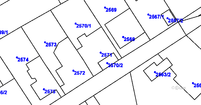 Parcela st. 2571 v KÚ Sviadnov, Katastrální mapa