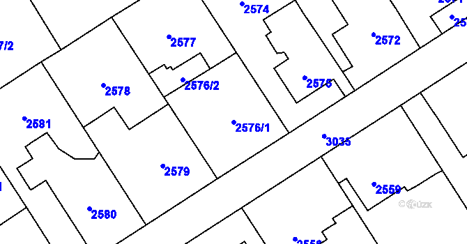 Parcela st. 2576/1 v KÚ Sviadnov, Katastrální mapa