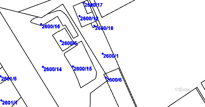 Parcela st. 2600/1 v KÚ Sviadnov, Katastrální mapa