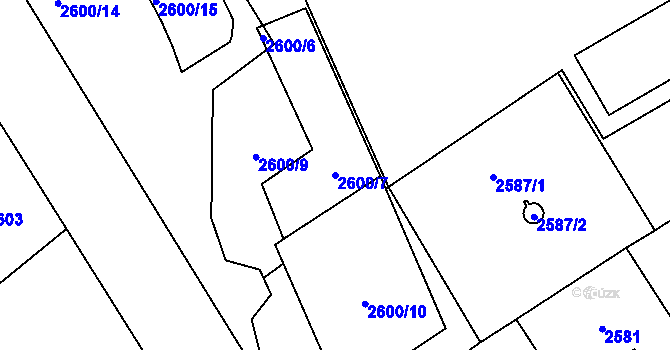Parcela st. 2600/7 v KÚ Sviadnov, Katastrální mapa