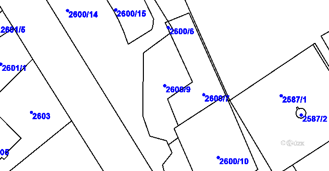 Parcela st. 2600/9 v KÚ Sviadnov, Katastrální mapa