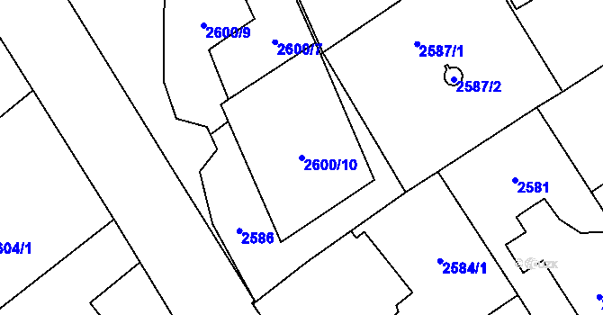 Parcela st. 2600/10 v KÚ Sviadnov, Katastrální mapa