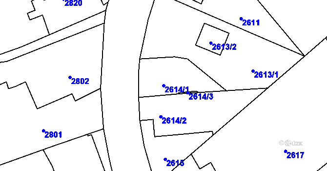 Parcela st. 2614/1 v KÚ Sviadnov, Katastrální mapa
