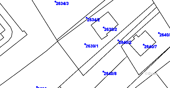 Parcela st. 2639/1 v KÚ Sviadnov, Katastrální mapa