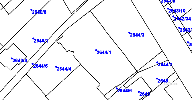 Parcela st. 2644/1 v KÚ Sviadnov, Katastrální mapa