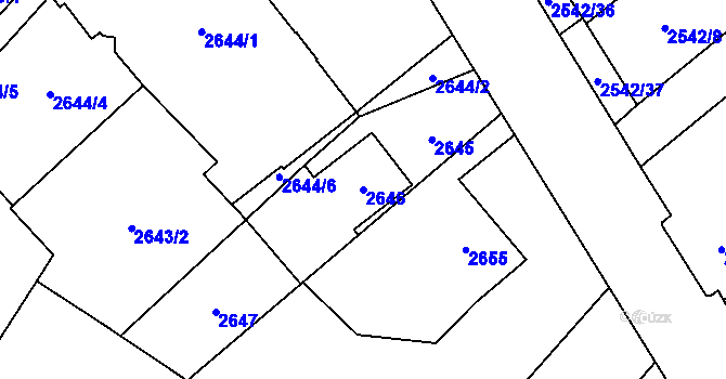 Parcela st. 2646 v KÚ Sviadnov, Katastrální mapa