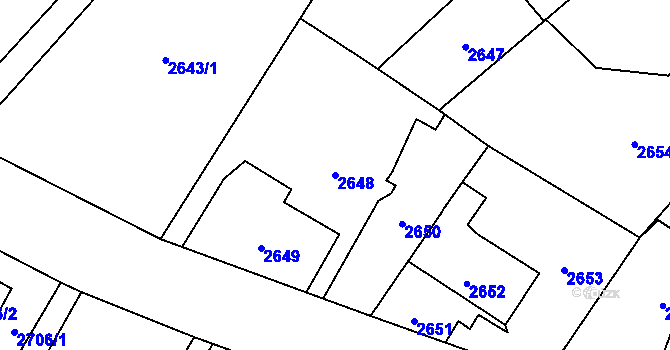 Parcela st. 2648 v KÚ Sviadnov, Katastrální mapa