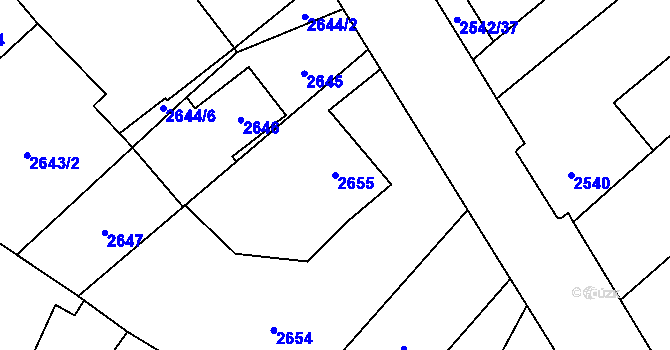 Parcela st. 2655 v KÚ Sviadnov, Katastrální mapa