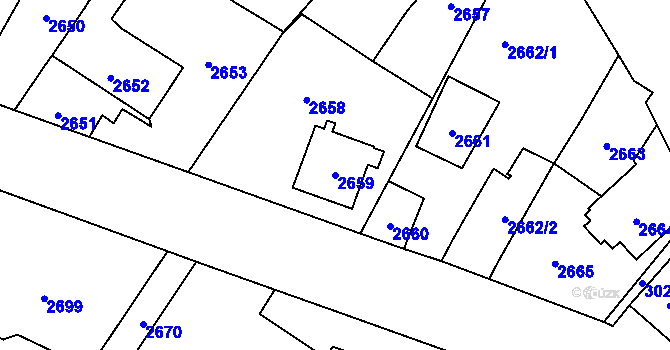 Parcela st. 2659 v KÚ Sviadnov, Katastrální mapa