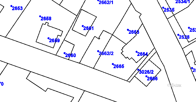 Parcela st. 2662/2 v KÚ Sviadnov, Katastrální mapa