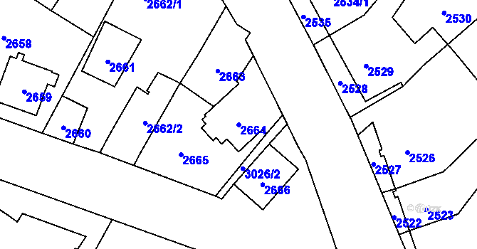 Parcela st. 2664 v KÚ Sviadnov, Katastrální mapa