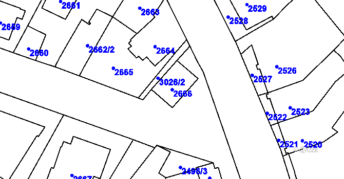Parcela st. 2666 v KÚ Sviadnov, Katastrální mapa