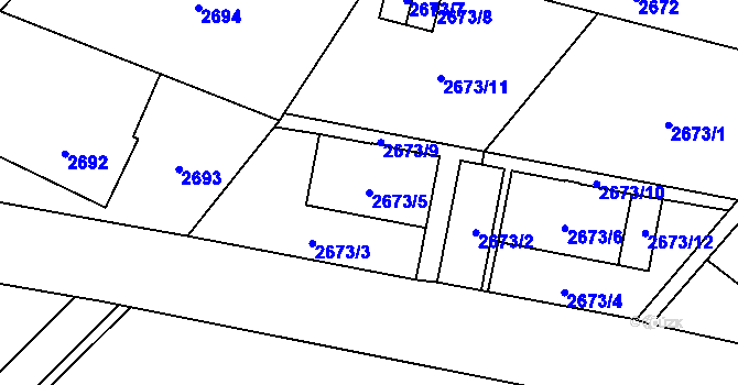Parcela st. 2673/5 v KÚ Sviadnov, Katastrální mapa