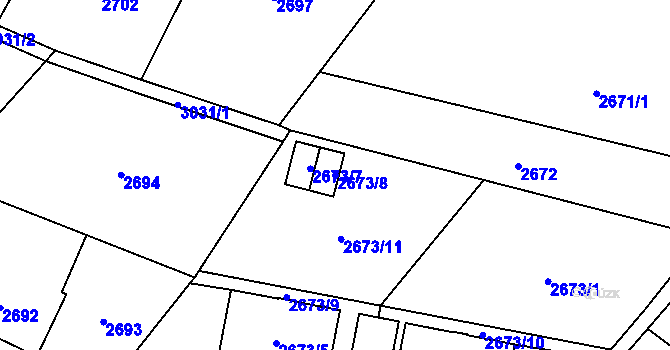 Parcela st. 2673/8 v KÚ Sviadnov, Katastrální mapa
