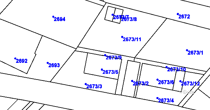 Parcela st. 2673/9 v KÚ Sviadnov, Katastrální mapa