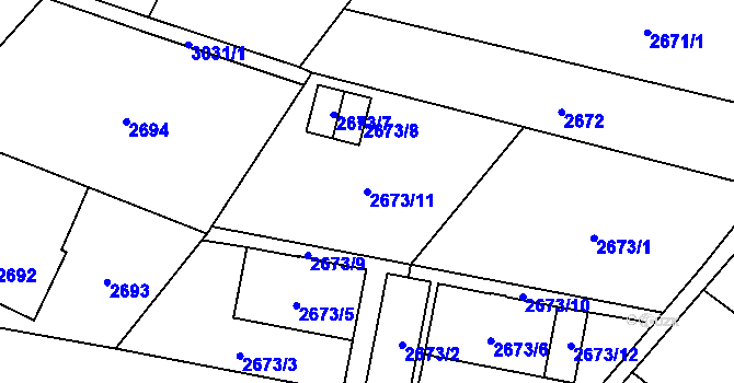 Parcela st. 2673/11 v KÚ Sviadnov, Katastrální mapa