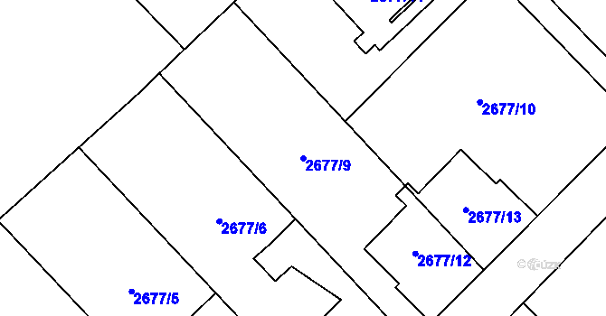 Parcela st. 2677/9 v KÚ Sviadnov, Katastrální mapa