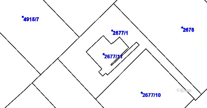 Parcela st. 2677/11 v KÚ Sviadnov, Katastrální mapa