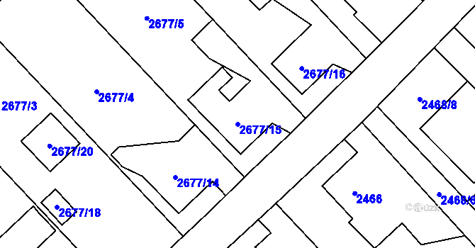 Parcela st. 2677/15 v KÚ Sviadnov, Katastrální mapa