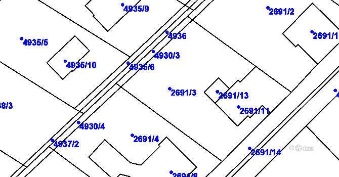 Parcela st. 2691/3 v KÚ Sviadnov, Katastrální mapa