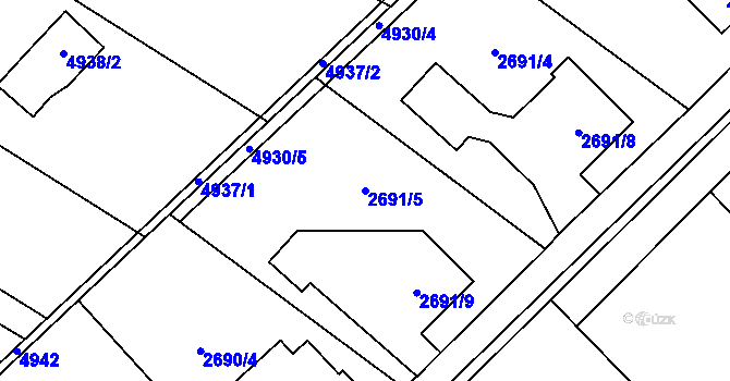 Parcela st. 2691/5 v KÚ Sviadnov, Katastrální mapa