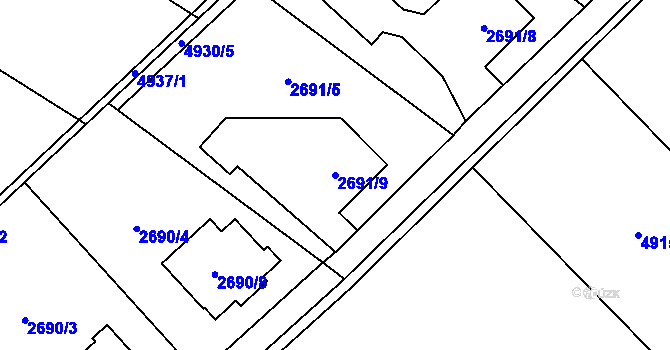 Parcela st. 2691/9 v KÚ Sviadnov, Katastrální mapa