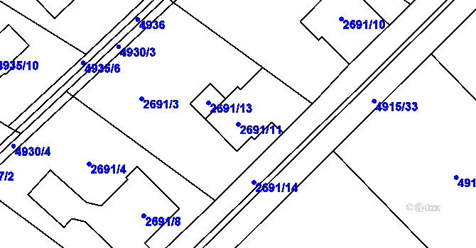 Parcela st. 2691/11 v KÚ Sviadnov, Katastrální mapa