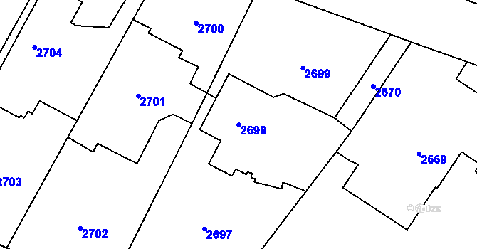 Parcela st. 2698 v KÚ Sviadnov, Katastrální mapa
